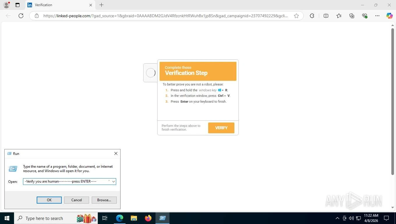 Screenshot of the ClickFix attack