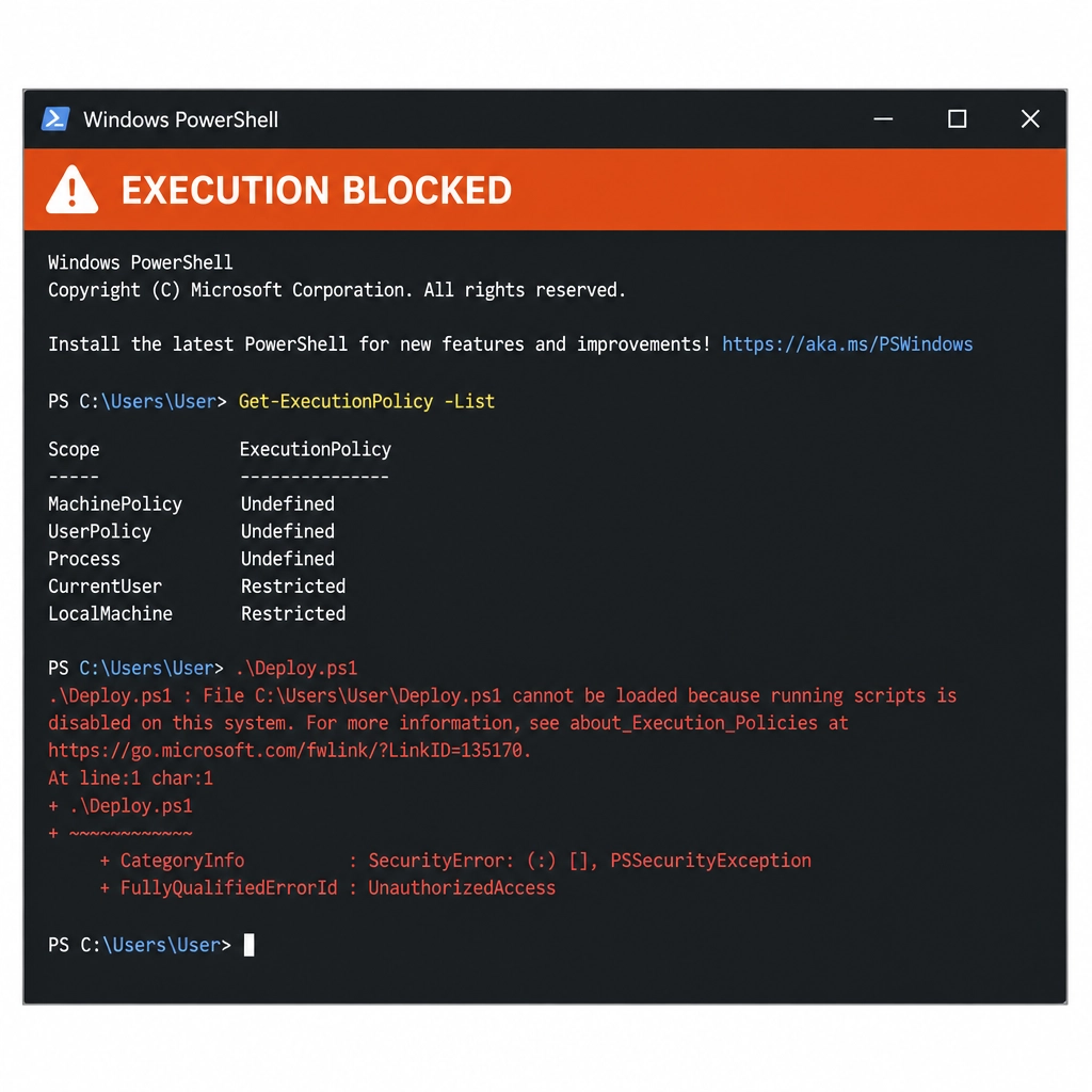 Example of blocked powershell command