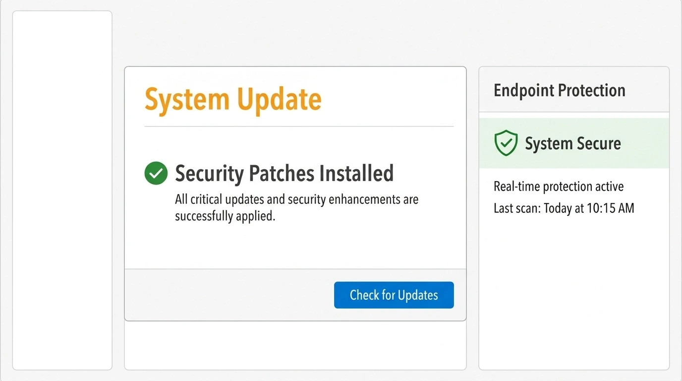 System showing fully updated and patched