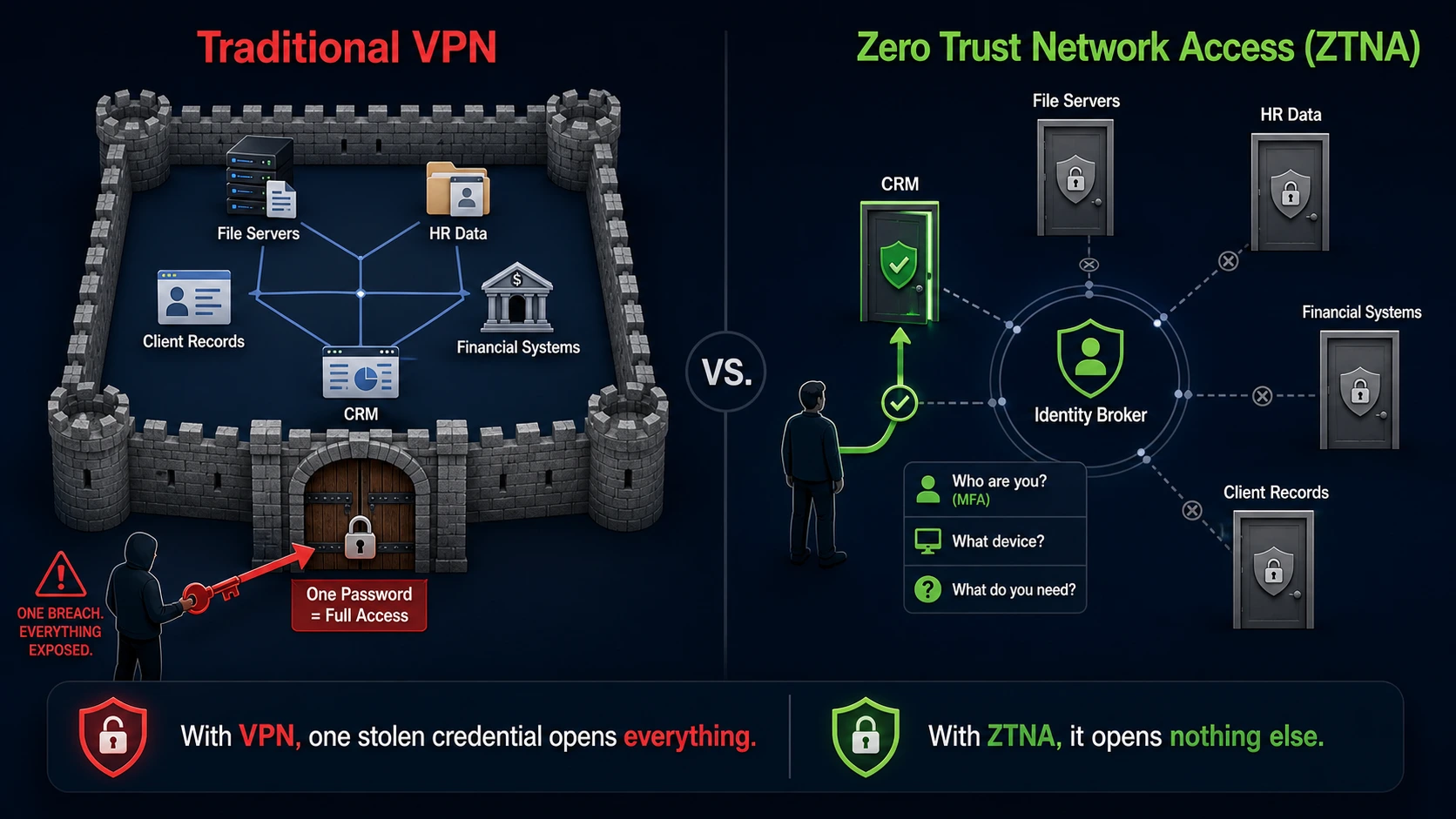How VPN differs from ZTNA in network access